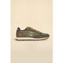 AERONAUTICA MILITARE - Zapatillas de lona con inserciones de ante verde militar