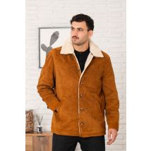 IRON & RESIN - Giacca in pelle scamosciata color cognac con fodera in sherpa