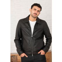 SERGE PARIENTE - Giacca classica in pelle con colletto di camicia nera