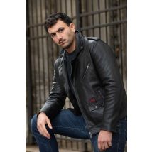 ACDC - Chaqueta de cuero estilo biker en homenaje al grupo AC/DC