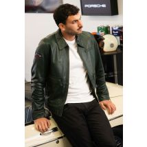 STEVE MCQUEEN - Chaqueta tipo camisa de cuero verde pino