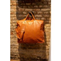 SERGE PARIENTE - Borsa da viaggio in pelle di alta qualità color cognac