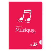 1 Cahier De Musique - Format A4 21 X 29.7 Cm - Cultura - 48 Pages - Coloris Assortis