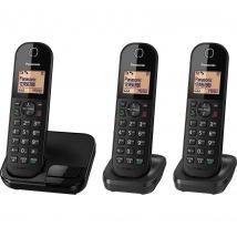 PANASONIC KX-TGC413EB Cordless Phone - Triple Handsets, Black, Black