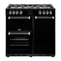 BELLING Kensington 90DFT 90 cm Dual Fuel Range Cooker - Black, Black