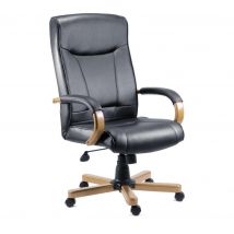 Teknik 85 Series 8512HLW Bonded-leather Reclining Executive Chair - Kingston Black & Oak