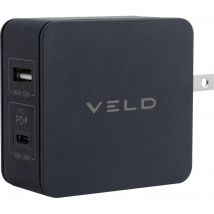 VELD Super-Fast 2-port USB Travel Charger, Black