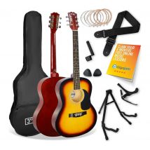 3RD AVENUE STX10 Acoustic Guitar Premium Bundle - Sunburst, Yellow,Red