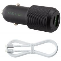 VELD Super-fast Universal Dual USB Car Charger - 1 m, Black,Green