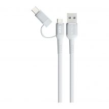 VELD VUCM1 Super-Fast USB to Micro USB & USB Type-C Cable - 1 m, White