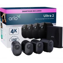 ARLO Ultra 2 4K Ultra HD WiFi Security Camera System - 4 Cameras, Black, Black