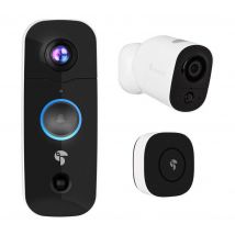TOUCAN B200WOC Wireless Video Doorbell with Chime & Full HD 1080p WiFi Security Camera Bundle, Black,White