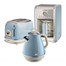 ARIETE ARPK9 Vintage Toaster, Kettle & Coffee Machine Bundle - Blue