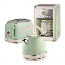 ARIETE Vintage ARPK14 Toaster, Kettle & Coffee Machine Bundle - Green