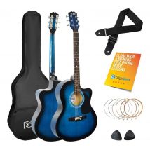 3RD AVENUE Full Size 4/4 Cutaway Acoustic Guitar Bundle - Blueburst, Blue,Black