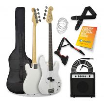 3RD AVENUE Full Size 4/4 Electric Bass Guitar Bundle - White, White