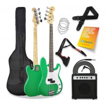 3RD AVENUE Full Size 4/4 Electric Bass Guitar Bundle - Green, Green