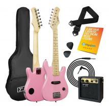 3RD AVENUE 1/4 Size Kids Electric Guitar Bundle - Pink, Pink