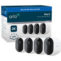 ARLO Pro 5 2K 1520p WiFi Security Camera System - 4 Cameras, White, Black