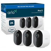 ARLO Pro 5 2K 1520p WiFi Security Camera System - 3 Cameras, White, White
