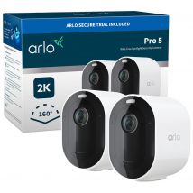 ARLO Pro 5 2K 1520p WiFi Security Camera System - 2 Cameras, White, White