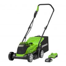 GREENWORKS GWGD24LM33K2 Cordless Rotary Lawn Mower with 1 Battery - Black & Green