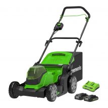 GREENWORKS GWG24X2LM41K2X Cordless Rotary Lawn Mower with 2 batteries - Black & Green