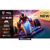 55" TCL 55C745K  Smart 4K Ultra HD HDR QLED TV with Google Assistant, Black