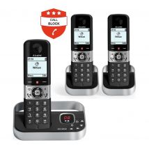 ALCATEL F890 Voice TAM Cordless Phone - Triple Handsets, Black,Silver/Grey