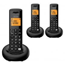ALCATEL E260 Svoice TAM Cordless Phone - Triple Handsets, Black, Black