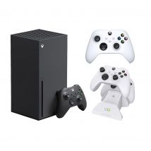 MICROSOFT Xbox Series X, Additional White Controller & VS2871 Xbox Series X/S & Xbox One Twin Docking Station (White) Bundle, Black
