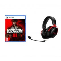 Hyperx Cloud III Wireless Gaming Headset (Black and Red) & Call of Duty: Modern Warfare III Bundle, Black,Red