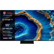 55" TCL 55C805K  Smart 4K Ultra HD HDR Mini LED QLED TV with Google Assistant & Alexa, Black