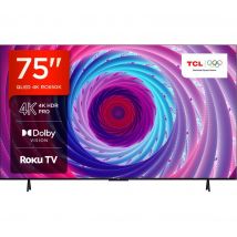 75" TCL 75RC650K Roku TV  Smart 4K Ultra HD HDR QLED TV, Silver/Grey