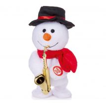 PREMIER Dancing Musical Snowman with Saxophone - 20 cm, White,Black,Red