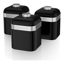 Swan Retro SWKA1020BN 1-litre Canisters - Black, Pack of 3