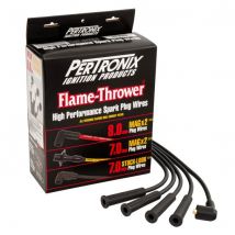 Pertronix Flame Thrower MAGX2 Universal 8mm Ignition Lead Set - Black, 4, Straight Plug Boot, Black