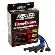 Pertronix Flame Thrower MAGX2 Universal 8mm Ignition Lead Set - Blue, 8, Straight Plug Boot, Blue