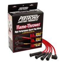Pertronix Flame Thrower MAGX2 Universal 8mm Ignition Lead Set - Red, 8, 45 Degree Plug Boot, Red