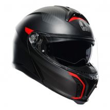 AGV Tour Modular Graphic Motorcycle Helmet - XS (53-54cm), Frequency Matte Gunmetal / Red, Grey