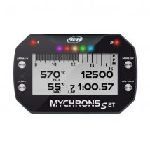 AIM Motorsport MyChron5 S 2T Dash Logger / Kart Lap Timer With GPS - With M5 Water Temp Sensor Plus Black/Black Patch Lead