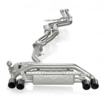 "Akrapovic Resonated 2.76" Titanium Downpipe Back Exhaust System - Valved" - 4x 85mm Round Carbon Fibre Tailpipes
