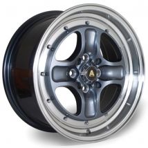 Autostar Classic Alloy Wheels In Gunmetal With Polished Lip Set Of 4 - 16x7.5 Inch ET35 4x100/4x108 PCD 67.1mm Centre Bore Gunmetal With Polished Lip, Gunmetal