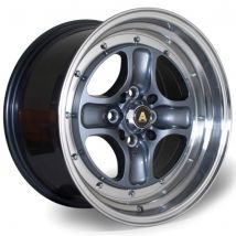 Autostar Classic Alloy Wheels In Gunmetal With Polished Lip Set Of 4 - 15x9 Inch ET0 4x100 / 4x114 PCD, Gunmetal