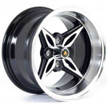 AutoStar Kanji Alloy Wheels In Black With Polished Face Set Of 4 - 13x7 Inch ET-7 4x100 PCD, Black/silver