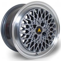 Autostar Minus Alloy Wheels In Gunmetal With Polished Lip Set Of 4 - 15x7.5 Inch ET25 4x100 PCD 67.1mm Centre Bore Gunmetal With Polished Lip, Gunmetal