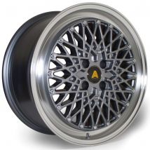 Autostar Minus Alloy Wheels In Gunmetal With Polished Lip Set Of 4 - 16x7.5 Inch ET35 4x100 PCD, Gunmetal