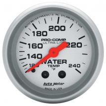 Auto Meter Water Temperature 52mm Mechanical Pro Comp Ultralite Gauge - Silver, Silver