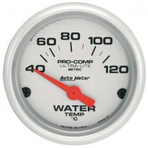 Auto Meter Water Temperature Pro Comp Ultra-Lite air Core Movement Gauge - Silver, Silver