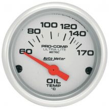Auto Meter Oil Temperature Pro Comp Ultra-Lite air Core Movement Gauge - Silver, Silver